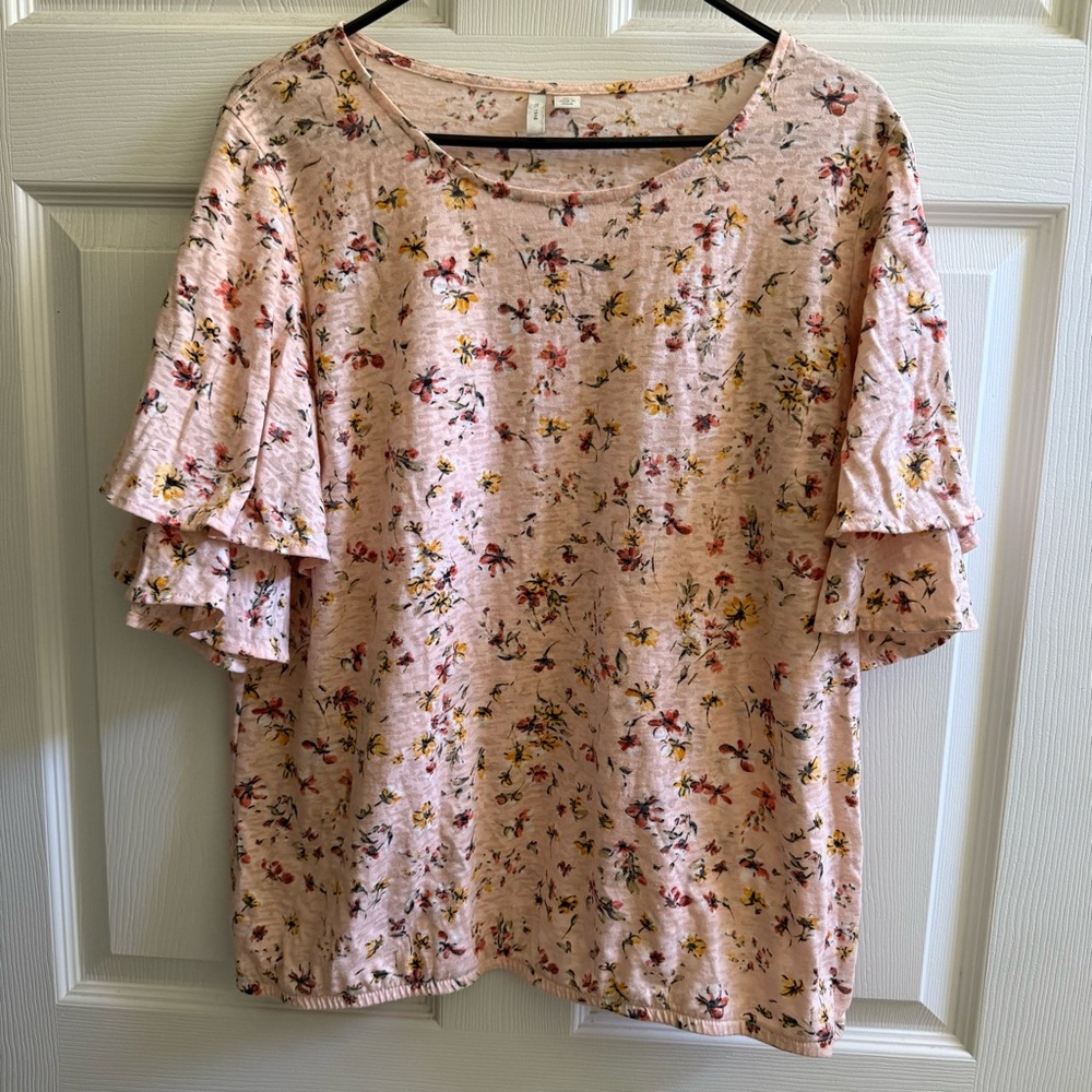 Pink Floral T Shirt Blouse